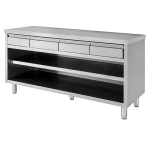 TAVOLO 180X70X85 ACCIAIO INOX 430 A GIORNO RIPIANO CASSETTI RISTORANTE RS4265