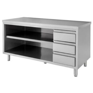 TAVOLO 230X60X85 ACCIAIO INOX 430 A GIORNO CASSETTI CUCINA RISTORANTE RS4290