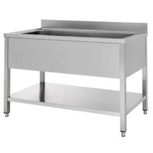 LAVELLO 160X70X85 ACCIAIO INOX 430 SU GAMBE RIPIANO CUCINA RISTORANTE RS4765