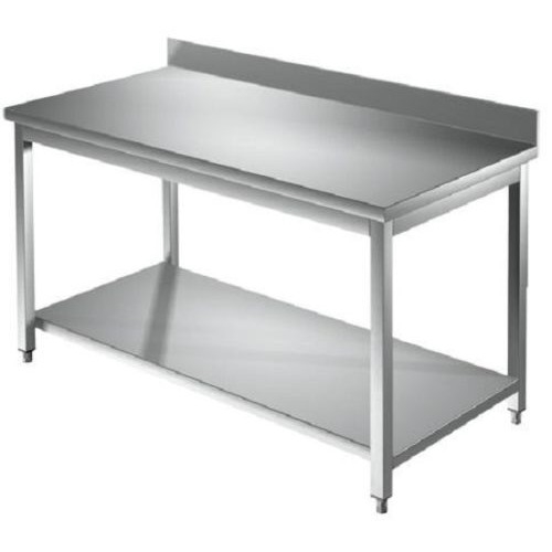 TAVOLO 100X70X85 ACCIAIO INOX 304 SU GAMBE RIPIANO ALZATINA RISTORANTE RS5511