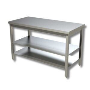 TAVOLO 180X60X85 ACCIAIO INOX 430 SU GAMBE RIPIANO CUCINA RISTORANTE RS3965