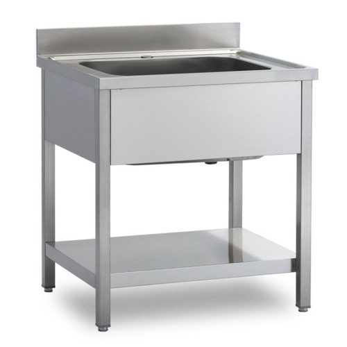LAVELLO 140X70X85 ACCIAIO INOX 304 SU GAMBE RIPIANO CUCINA RISTORANTE RS5972