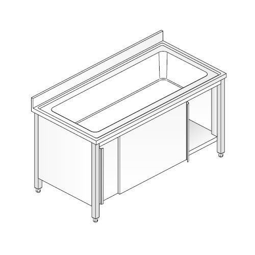 LAVELLO 100X60X85 ACCIAIO INOX 304 ARMADIATO CUCINA RISTORANTE PIZZERIA RS5965