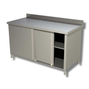 TAVOLO 180X70X85 ACCIAIO INOX 430 ARMADIATO ALZATINA RISTORANTE PIZZERIA RS4432