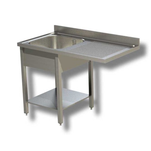 LAVELLO 140X60X85 ACCIAIO INOX 430 SU GAMBE RIPIANO VANO LAVASTOVIGLIE RS4972