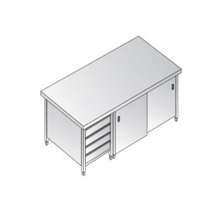 TAVOLO 160X50X85 ACCIAIO INOX 304 ARMADIATO CASSETTI RISTORANTE PIZZERIA RS5893