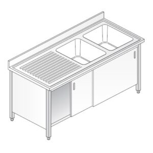 LAVELLO 140X70X85 ACCIAIO INOX 304 ARMADIATO CUCINA RISTORANTE PIZZERIA RS5470