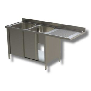 LAVELLO 200X70X85 ACCIAIO INOX 430 ARMADIATO VANO LAVASTOVIGLIE CUCINA RS5024