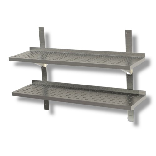 RIPIANO 100X40X4 MENSOLA DOPPIA FORATA ACCIAIO INOX CUCINA RISTORANTE PIZZERIA RS7665