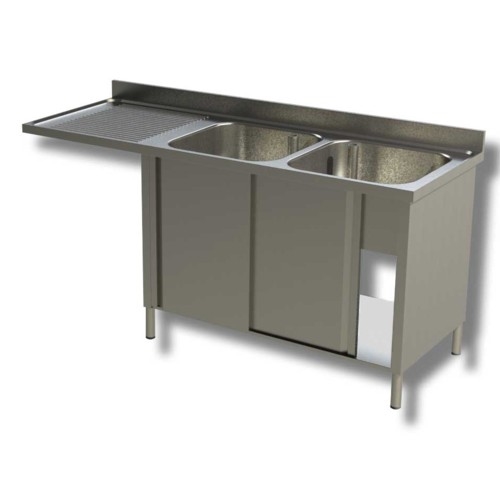 LAVELLO 200X70X85 ACCIAIO INOX 430 ARMADIATO VANO LAVASTOVIGLIE CUCINA RS5030