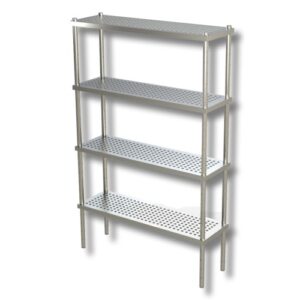 SCAFFALE 80X50X200 SCAFFALATURA 4 RIPIANI FORATI ACCIAIO INOX CUCINA RISTORANTE PIZZERIA RS7806