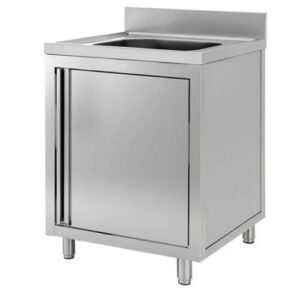 LAVELLO 50X60X85 ACCIAIO INOX 430 ARMADIATO CUCINA RISTORANTE PIZZERIA RS4871