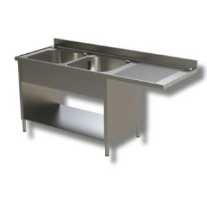 LAVELLO 180X60X85 ACCIAIO INOX 430 SU FIANCHI RIPIANO VANO LAVASTOVIGLIE RS5000