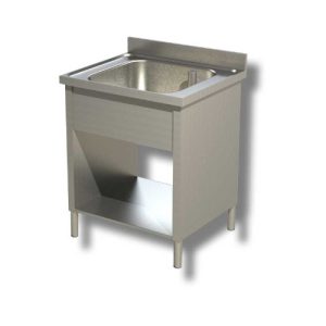 LAVELLO 50X60X85 ACCIAIO INOX 430 SU FIANCHI RIPIANO CUCINA RISTORANTE RS4771