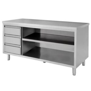 TAVOLO 180X70X85 ACCIAIO INOX 430 A GIORNO CASSETTI CUCINA RISTORANTE RS4350