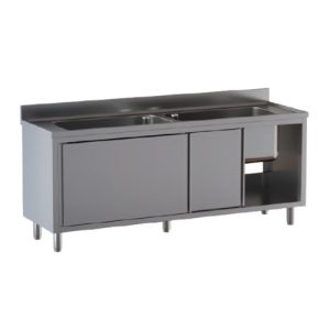 LAVELLO 200X70X85 ACCIAIO INOX 430 ARMADIATO CUCINA RISTORANTE PIZZERIA RS4970