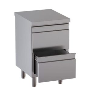 CASSETTIERA 50X60X85 ACCIAIO INOX 430 2 CASSETTI RISTORANTE PIZZERIA RS4651