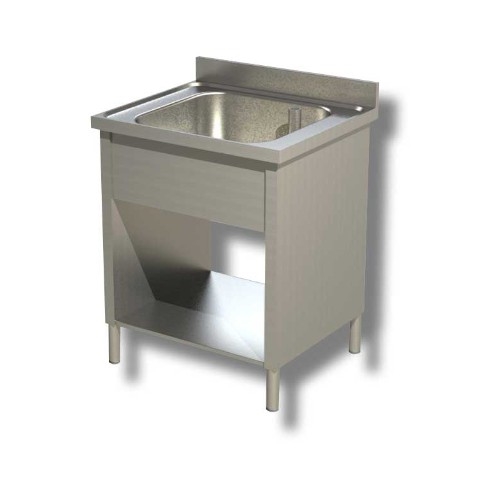 LAVELLO 50X70X85 ACCIAIO INOX 430 SU FIANCHI RIPIANO CUCINA RISTORANTE RS4821