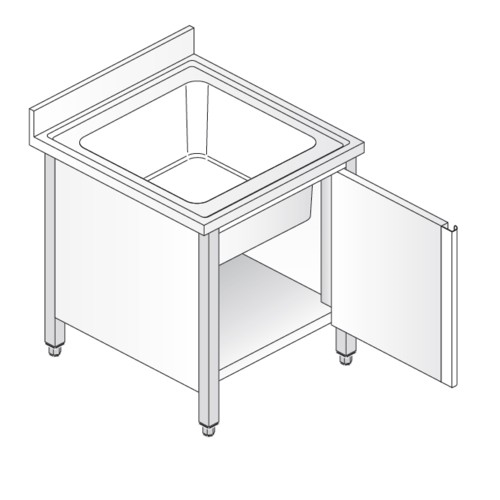 LAVELLO 60X70X85 ACCIAIO INOX 304 ARMADIATO CUCINA RISTORANTE PIZZERIA RS5450