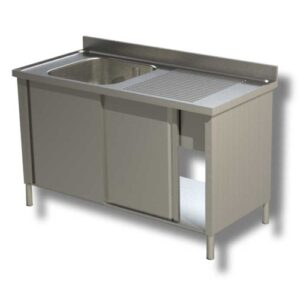 LAVELLO 110X70X85 ACCIAIO INOX 430 ARMADIATO CUCINA RISTORANTE PIZZERIA RS4833
