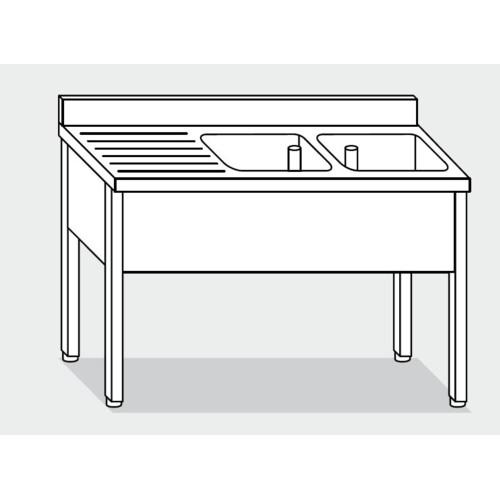 LAVELLO 180X60X85 ACCIAIO INOX 304 SU GAMBE CUCINA RISTORANTE RS5574