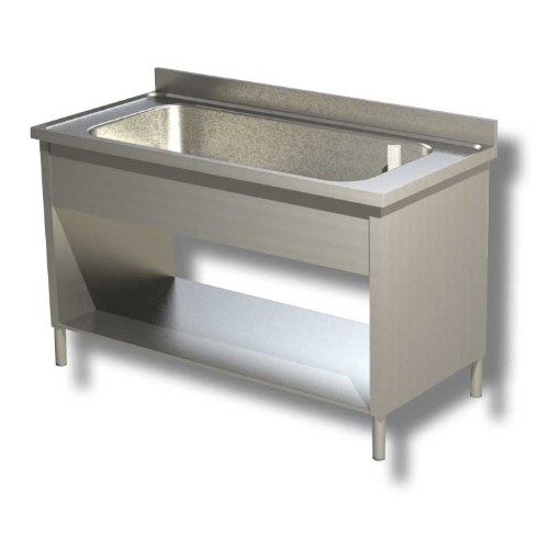LAVELLO 180X60X85 ACCIAIO INOX 430 SU FIANCHI RIPIANO CUCINA RISTORANTE RS4816
