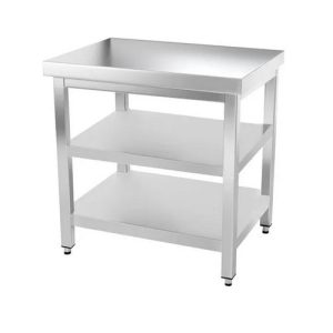 TAVOLO 50X70X85 ACCIAIO INOX 430 SU GAMBE RIPIANO CUCINA RISTORANTE RS3969