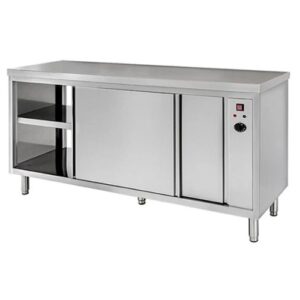 TAVOLO 200X60X85 ACCIAIO INOX 430 CALDO SCALDAPIATTI PASSANTE RISTORANTE RS4639