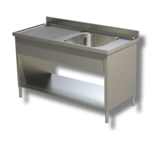 LAVELLO 110X70X85 ACCIAIO INOX 430 SU FIANCHI RIPIANO CUCINA RISTORANTE RS4826