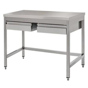 TAVOLO 100X70X85 ACCIAIO INOX 430 SU GAMBE CASSETTI RISTORANTE PIZZERIA RS4054