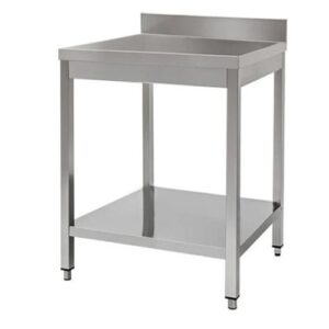 TAVOLO 40X70X85 ACCIAIO INOX 430 SU GAMBE RIPIANO ALZATINA RISTORANTE RS3866