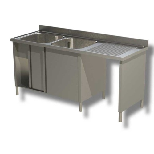 LAVELLO 180X70X85 ACCIAIO INOX 430 ARMADIATO VANO PATTUMIERA CUCINA RS5083