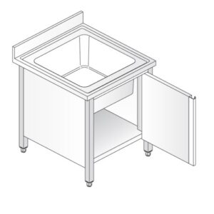 LAVELLO 70X70X85 ACCIAIO INOX 304 ARMADIATO CUCINA RISTORANTE PIZZERIA RS5449