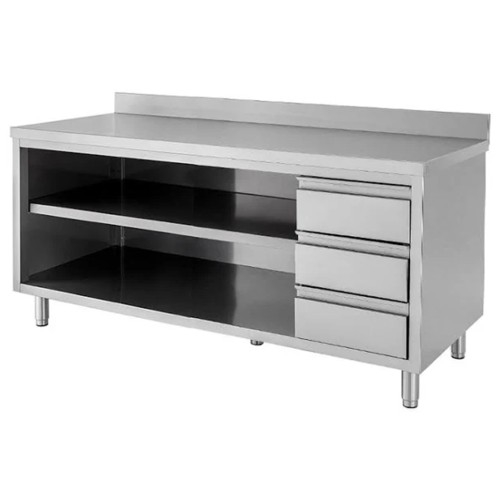 TAVOLO 160X60X85 ACCIAIO INOX 430 A GIORNO ALZATINA CASSETTI RISTORANTE RS4309