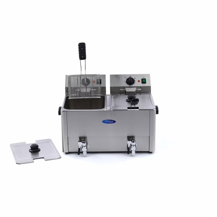 Friggitrice - 2 x 8L - 2 Cestelli - con Rubinetto di Scarico (09300416)