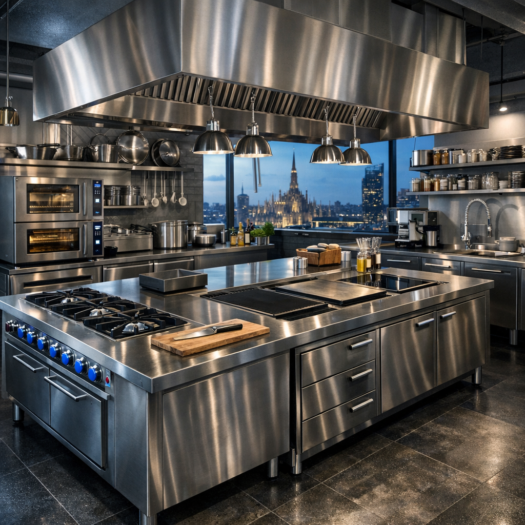 Cucina professionale inox moderna per ristorazione a Milano – attrezzature RistoFreddo.it